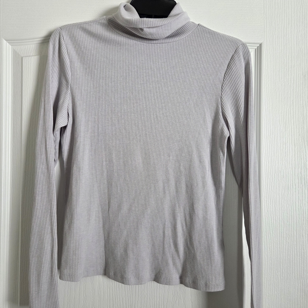 Old Navy Light Lavender Ribbed Long-Sleeve Turtleneck Top